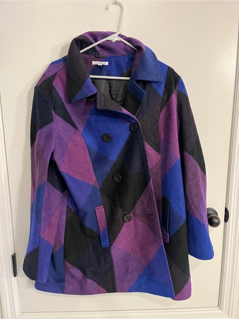 Women’s size XL Vintage Y2K North Style Geometric Prism Colorblock coat